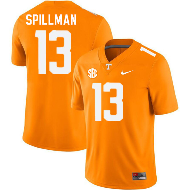 Men #13 Edwin Spillman Tennessee Volunteers College Football Jerseys Stitched-Orange